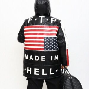 FTP SOLD OUT USA LEATHER PUFFER JACKET (BRAND NEW, NEVER WORN, IN ORIGINAL BAG)